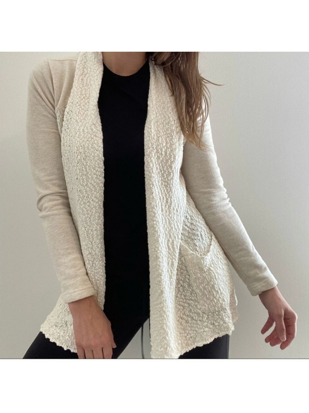 Lucky 🍀 Brand cream open drifter waterfall cardigan. Size small. EUC